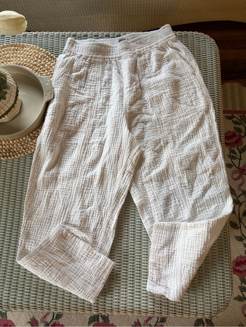 Madewell Cream Quilted Cotton Jogger Pants